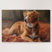 Nova Scotia Duck Terrier im Herbst Leaves Fall Puzzle (Horizontal)
