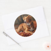 Nova Scotia Duck Terrier im Herbst Leaves Fall Runder Aufkleber (Umschlag)