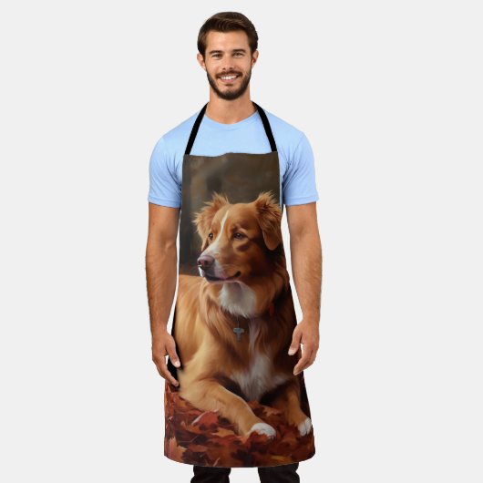 Nova Scotia Duck Terrier im Herbst Leaves Fall Schürze (Getragen)