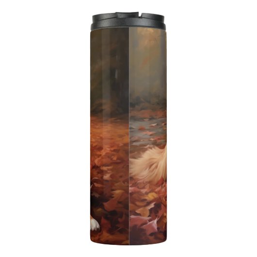Nova Scotia Duck Terrier im Herbst Leaves Fall Thermosbecher (Rückseite)