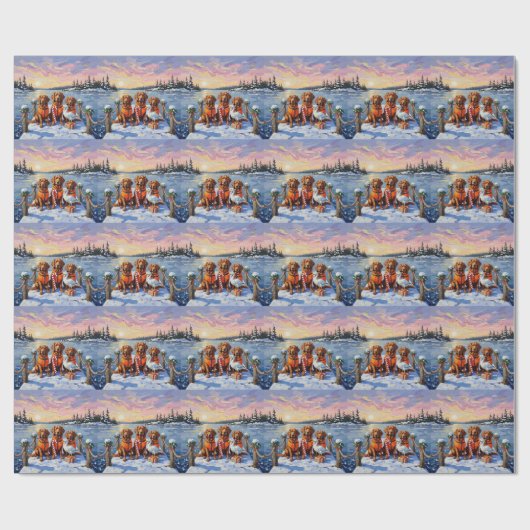 Nova Scotia Duck Toller Christmas Frozen Lake Geschenkpapier (Flach)