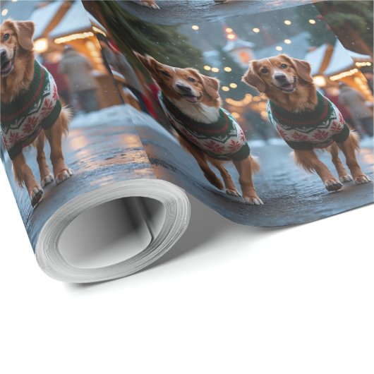 Nova Scotia Duck Toller Christmas Snow Holiday Geschenkpapier (Rolleneckpunkt)