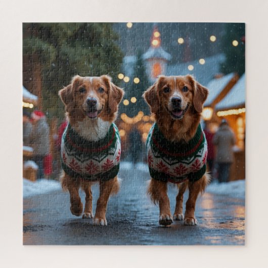 Nova Scotia Duck Toller Christmas Snow Holiday Puzzle (Vertikal)