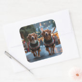 Nova Scotia Duck Toller Christmas Snow Holiday Quadratischer Aufkleber (Umschlag)