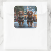 Nova Scotia Duck Toller Christmas Snow Holiday Quadratischer Aufkleber (Tasche)