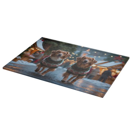 Nova Scotia Duck Toller Christmas Snow Holiday Schneidebrett (Ecke)