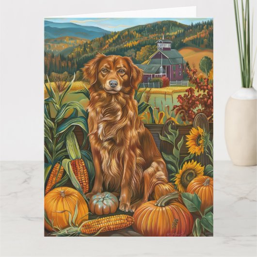Nova Scotia Duck Toller Dog Herbst Erntedank Karte (Vorderseite)