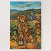 Nova Scotia Duck Toller Dog Herbst Erntedank Puzzle (Vertikal)