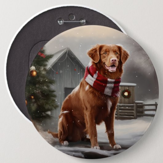 Nova Scotia Duck Toller Dog Schnee Weihnachten Button (Vorne & Hinten)