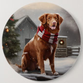 Nova Scotia Duck Toller Dog Schnee Weihnachten Button (Vorderseite)