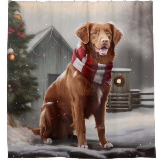 Nova Scotia Duck Toller Dog Schnee Weihnachten Duschvorhang (Vorderseite)
