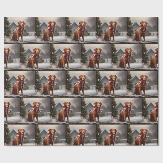 Nova Scotia Duck Toller Dog Schnee Weihnachten Geschenkpapier (Flach)