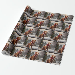 Nova Scotia Duck Toller Dog Schnee Weihnachten Geschenkpapier