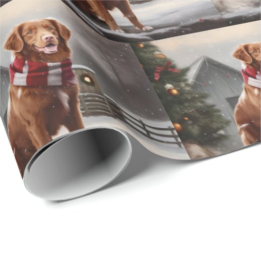 Nova Scotia Duck Toller Dog Schnee Weihnachten Geschenkpapier (Rolleneckpunkt)