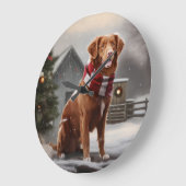 Nova Scotia Duck Toller Dog Schnee Weihnachten Große Wanduhr (Winkel)