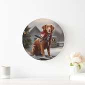 Nova Scotia Duck Toller Dog Schnee Weihnachten Große Wanduhr (Zuhause)
