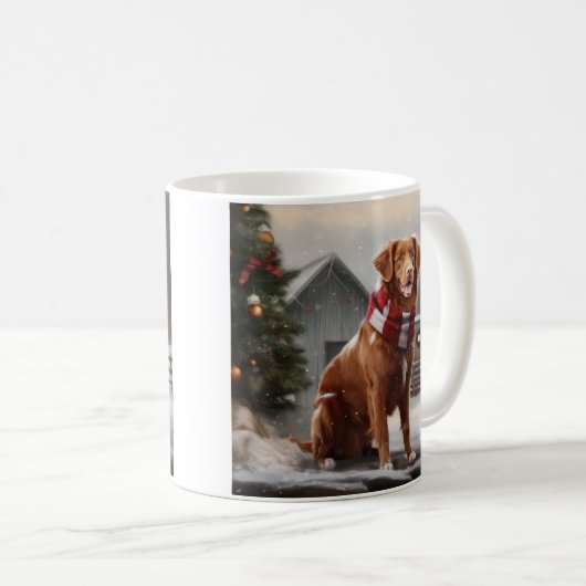 Nova Scotia Duck Toller Dog Schnee Weihnachten Kaffeetasse (VorderseiteRechts)