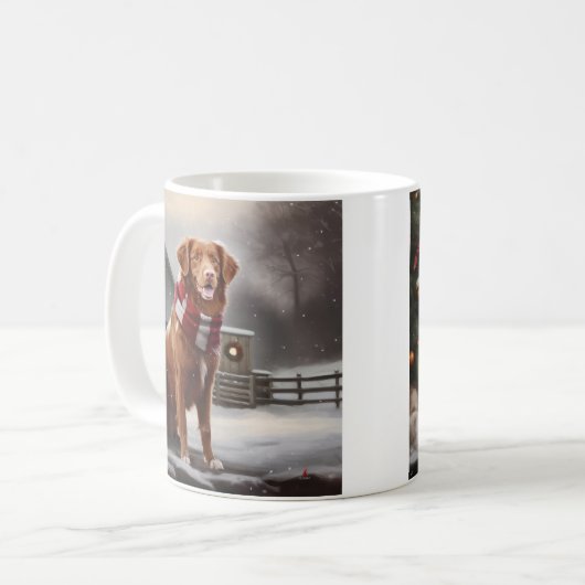Nova Scotia Duck Toller Dog Schnee Weihnachten Kaffeetasse (Vorderseite Links)