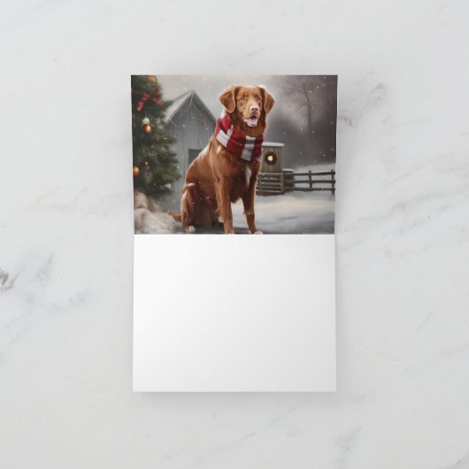 Nova Scotia Duck Toller Dog Schnee Weihnachten Karte (Innenseite)