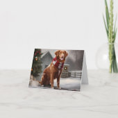 Nova Scotia Duck Toller Dog Schnee Weihnachten Karte (Vorderseite)