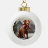 Nova Scotia Duck Toller Dog Schnee Weihnachten Keramik Kugel-Ornament (Vorderseite)