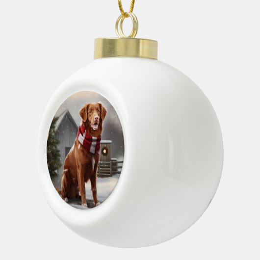Nova Scotia Duck Toller Dog Schnee Weihnachten Keramik Kugel-Ornament (Rechts)