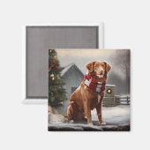 Nova Scotia Duck Toller Dog Schnee Weihnachten Magnet (Vorderseite/Rückseite)