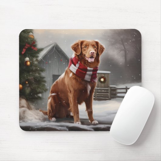 Nova Scotia Duck Toller Dog Schnee Weihnachten Mousepad (Mit Mouse)
