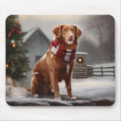 Nova Scotia Duck Toller Dog Schnee Weihnachten Mousepad (Vorne)