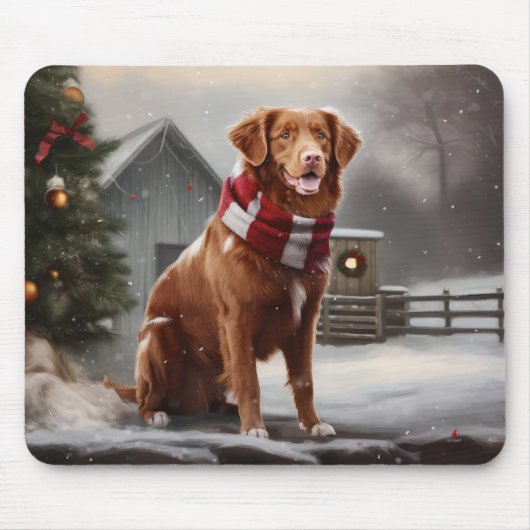 Nova Scotia Duck Toller Dog Schnee Weihnachten Mousepad (Vorne)