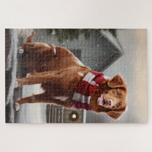 Nova Scotia Duck Toller Dog Schnee Weihnachten Puzzle (Horizontal)