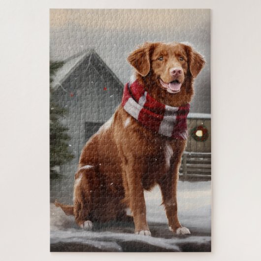 Nova Scotia Duck Toller Dog Schnee Weihnachten Puzzle (Vertikal)