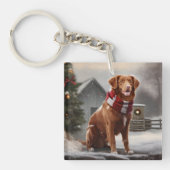 Nova Scotia Duck Toller Dog Schnee Weihnachten Schlüsselanhänger (Vorderseite)