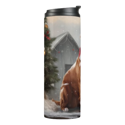 Nova Scotia Duck Toller Dog Schnee Weihnachten Thermosbecher (Nach links gedreht)