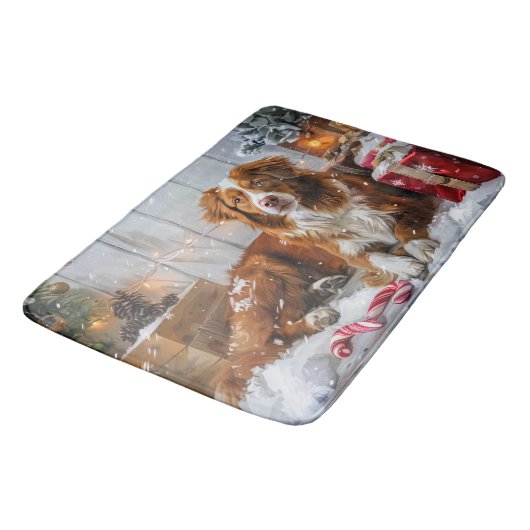 Nova Scotia Duck Toller Dog Weihnachtsfest Badematte (Schrägansicht)