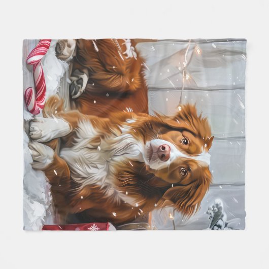 Nova Scotia Duck Toller Dog Weihnachtsfest Fleecedecke (Vorderseite (Horizontal))