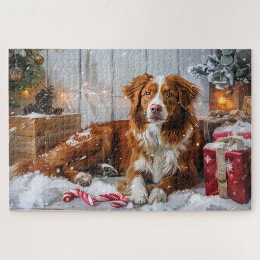 Nova Scotia Duck Toller Dog Weihnachtsfest Puzzle (Horizontal)