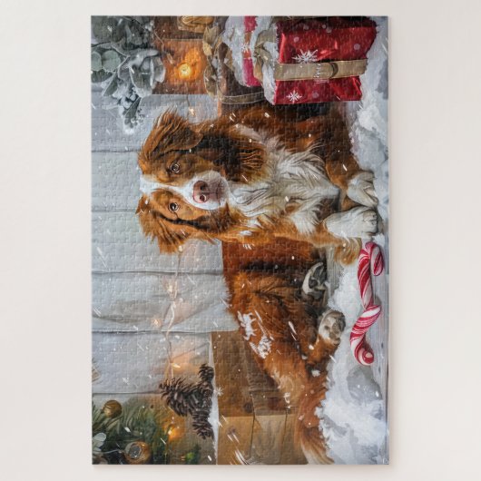 Nova Scotia Duck Toller Dog Weihnachtsfest Puzzle (Vertikal)