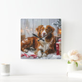 Nova Scotia Duck Toller Dog Weihnachtsfest Quadratische Wanduhr (Zuhause)