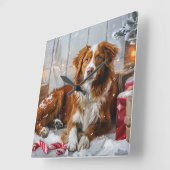 Nova Scotia Duck Toller Dog Weihnachtsfest Quadratische Wanduhr (Winkel)