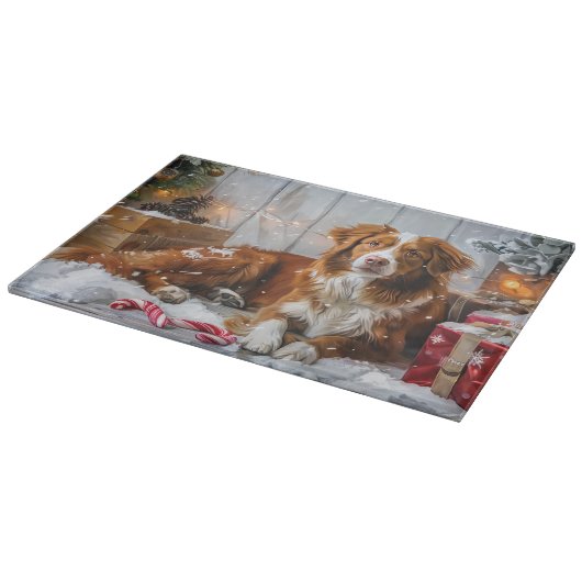 Nova Scotia Duck Toller Dog Weihnachtsfest Schneidebrett (Ecke)