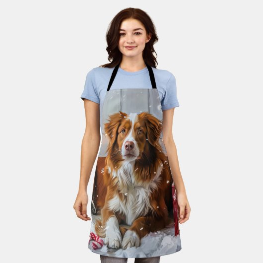 Nova Scotia Duck Toller Dog Weihnachtsfest Schürze (Getragen)