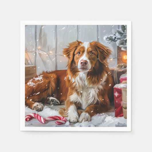 Nova Scotia Duck Toller Dog Weihnachtsfest Serviette (Vorderseite)