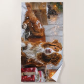 Nova Scotia Duck Toller Dog Weihnachtsfest Strandtuch (Vorderseite)