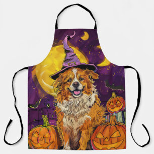 Nova Scotia Duck Toller Halloween Hexen-Kürbis Schürze
