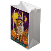 Nova Scotia Duck Toller Halloween HexenkPumpkin Mittlere Geschenktüte (Vorderseite Schrägansicht)