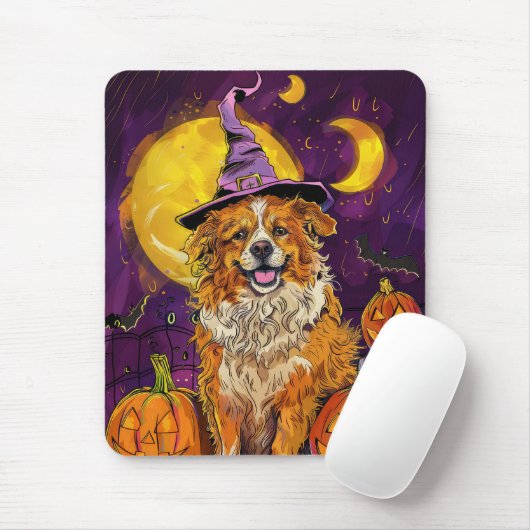 Nova Scotia Duck Toller Halloween HexenkPumpkin Mousepad (Mit Mouse)