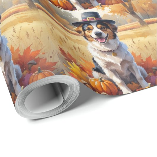 Nova Scotia Duck Toller Herbstleaves Erntedank Geschenkpapier (Rolleneckpunkt)