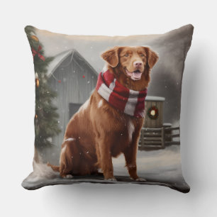 Nova Scotia Duck Toller Hund im Schnee Weihnachten Kissen