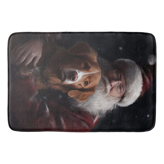 Nova Scotia Duck Toller mit dem Weihnachtsmann fei Badematte (Vorderseite)